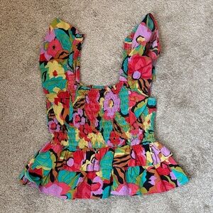 THML Multicolor Floral Smocked Tank Top